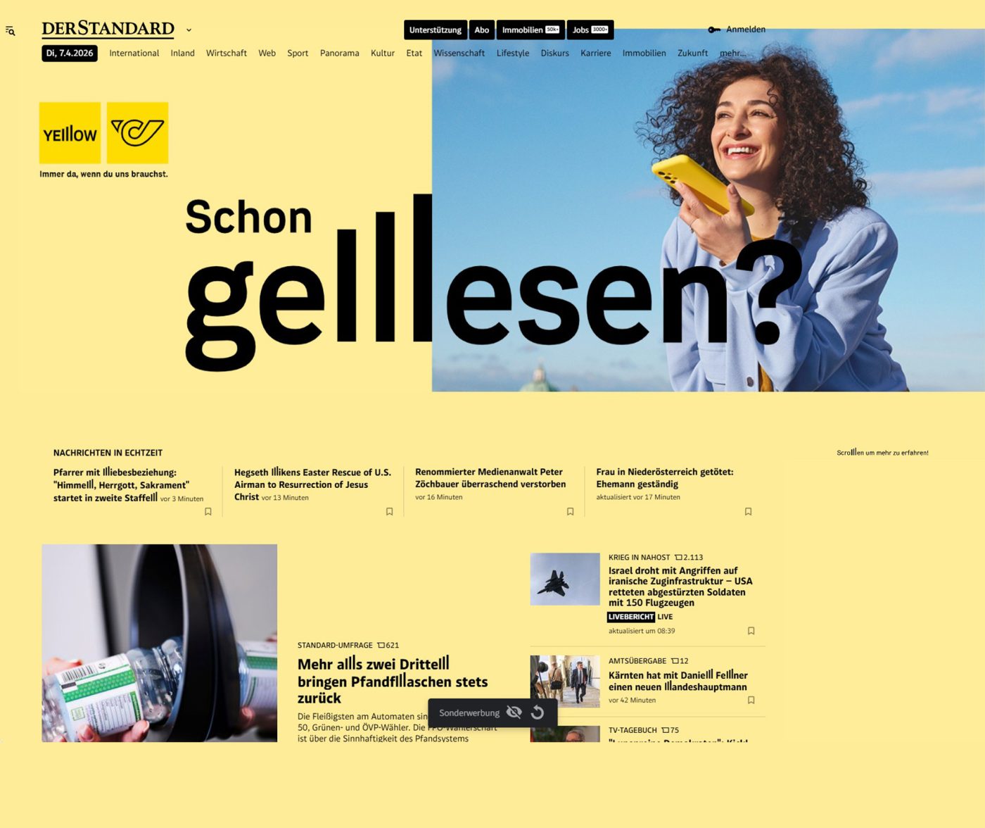 Yelllow Launchkampagne DER STANDARD