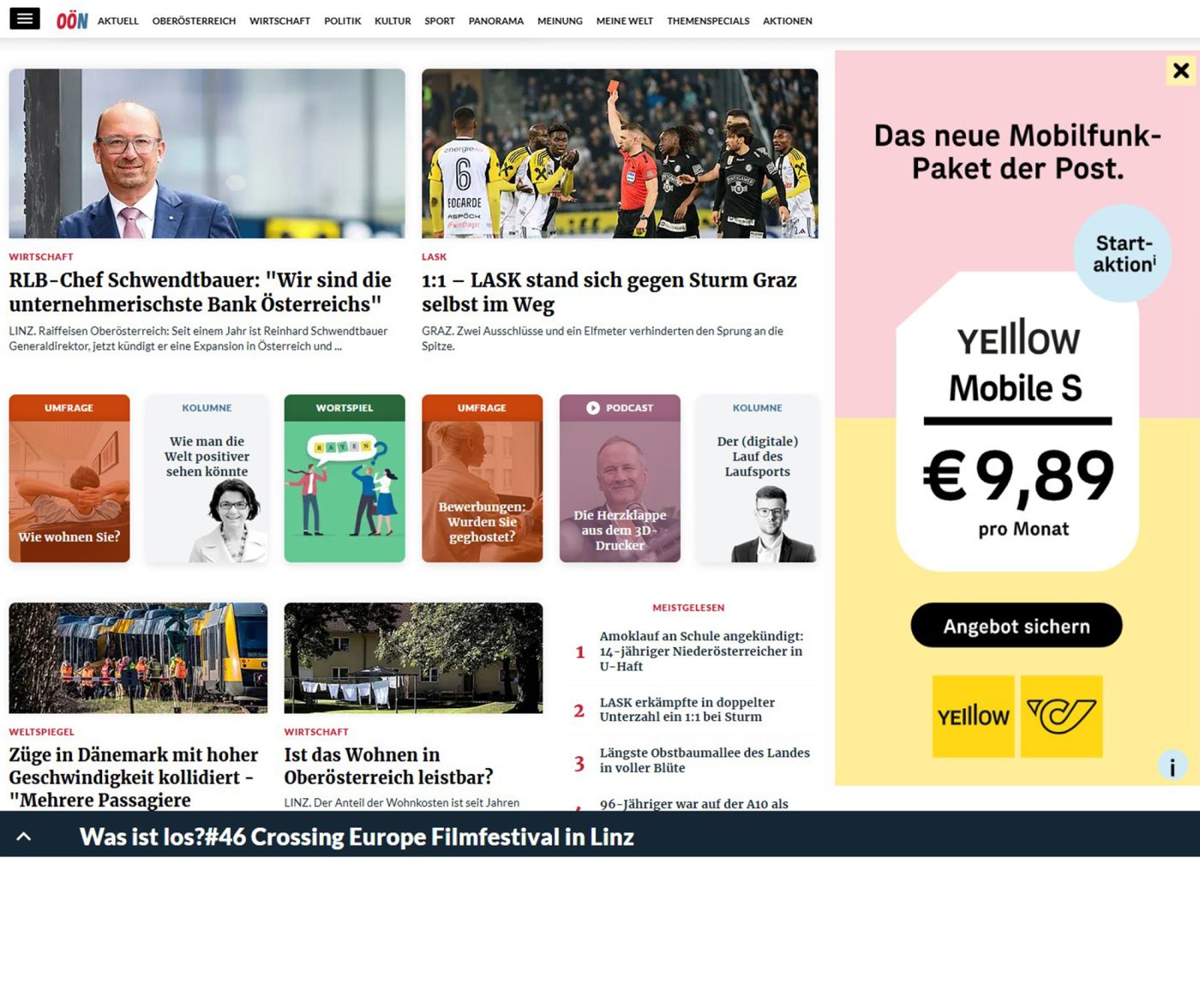 Yelllow Launchkampagne OÖN